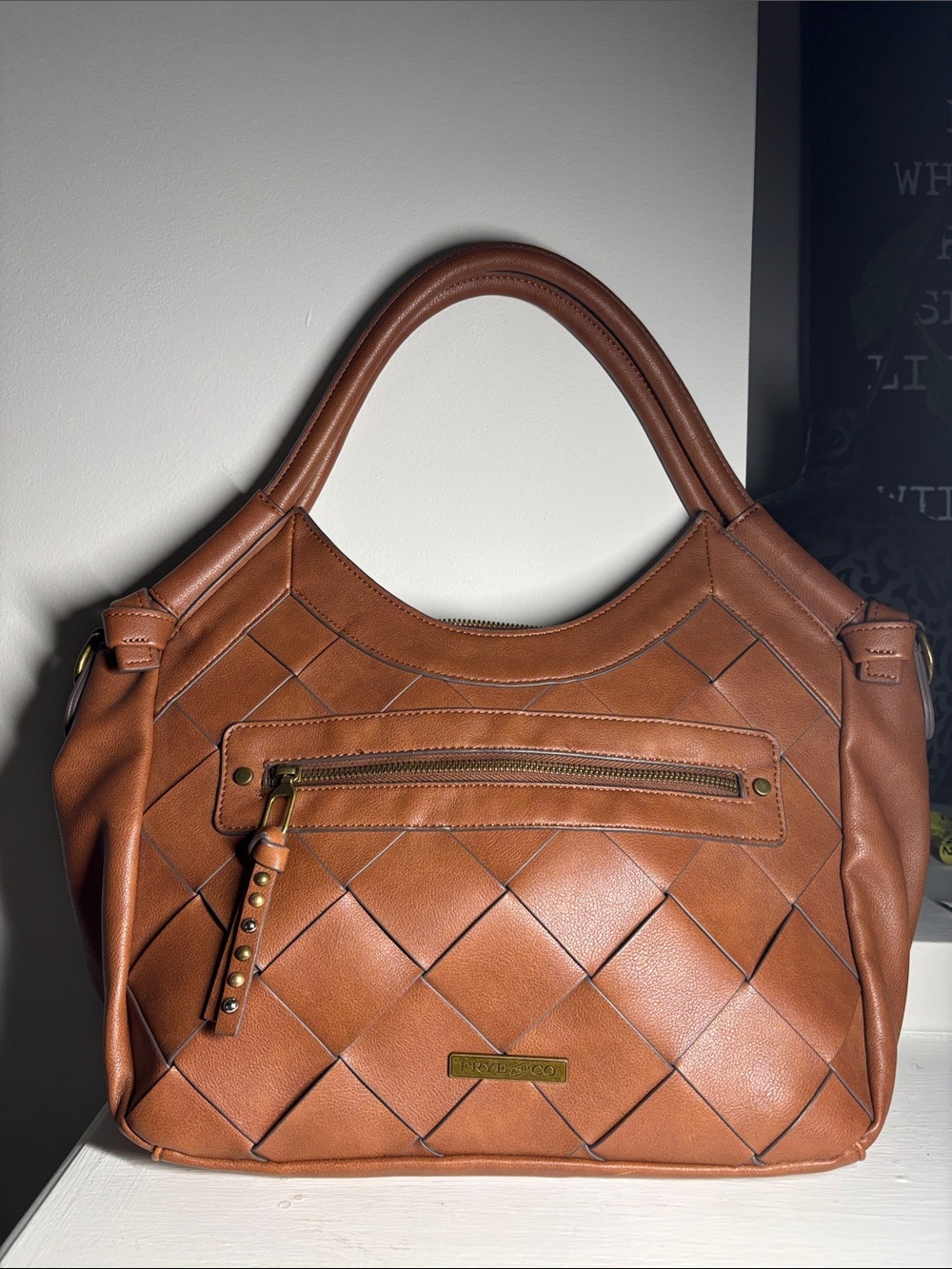 FRYE AND CO. Woven Saddle Brown Shoulder Tote